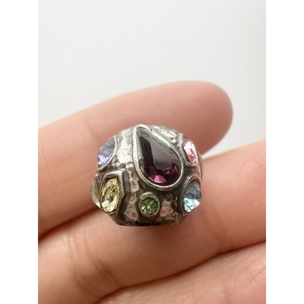 Silver Tone Rhinestone Charm For Bracelet